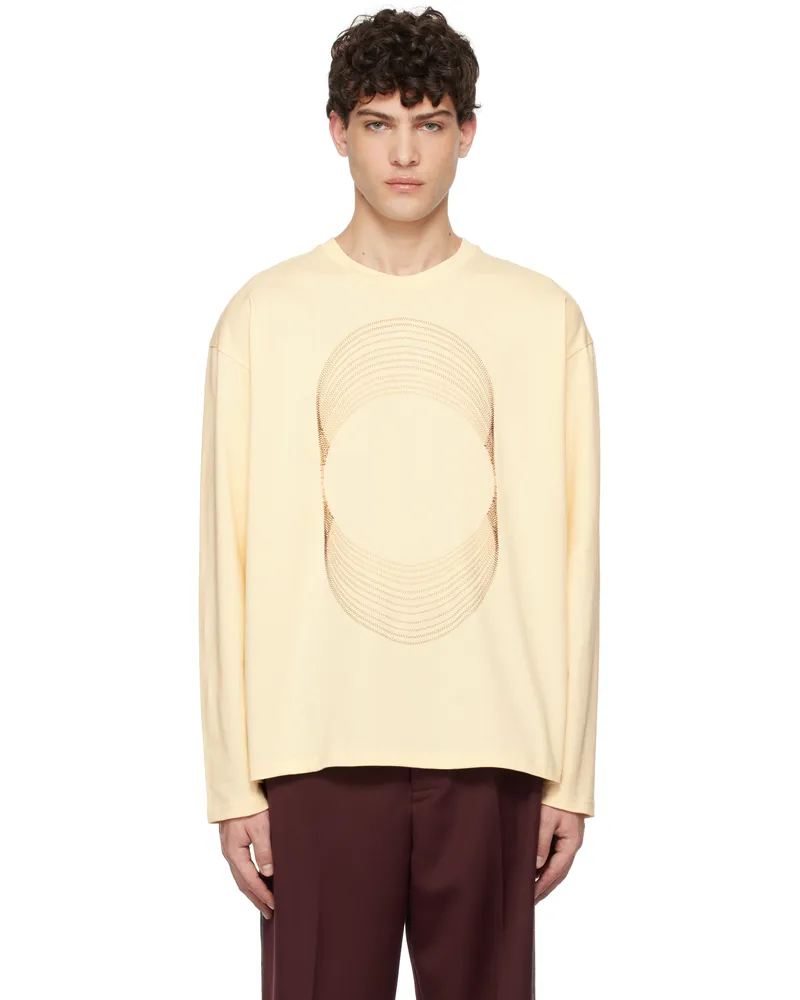 COMMAS Yellow Sunwaves Embroidered Sweatshirt Ecru