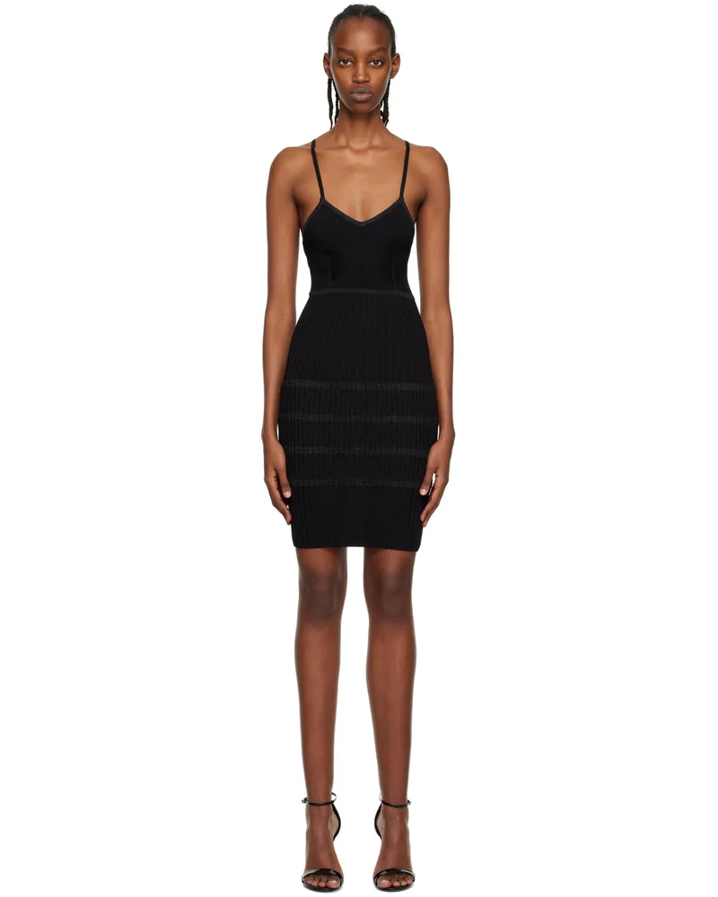 Balmain Black V-Neck Minidress 0pa