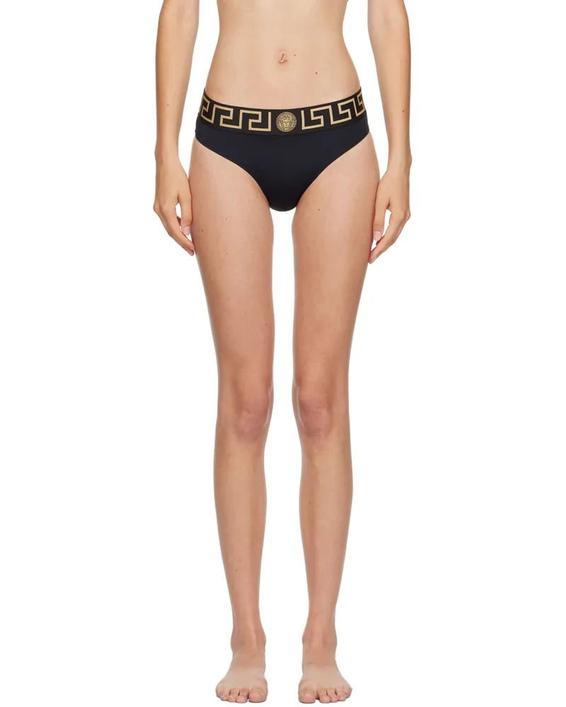 Versace Black Greca Border Bikini Bottoms A1008-black