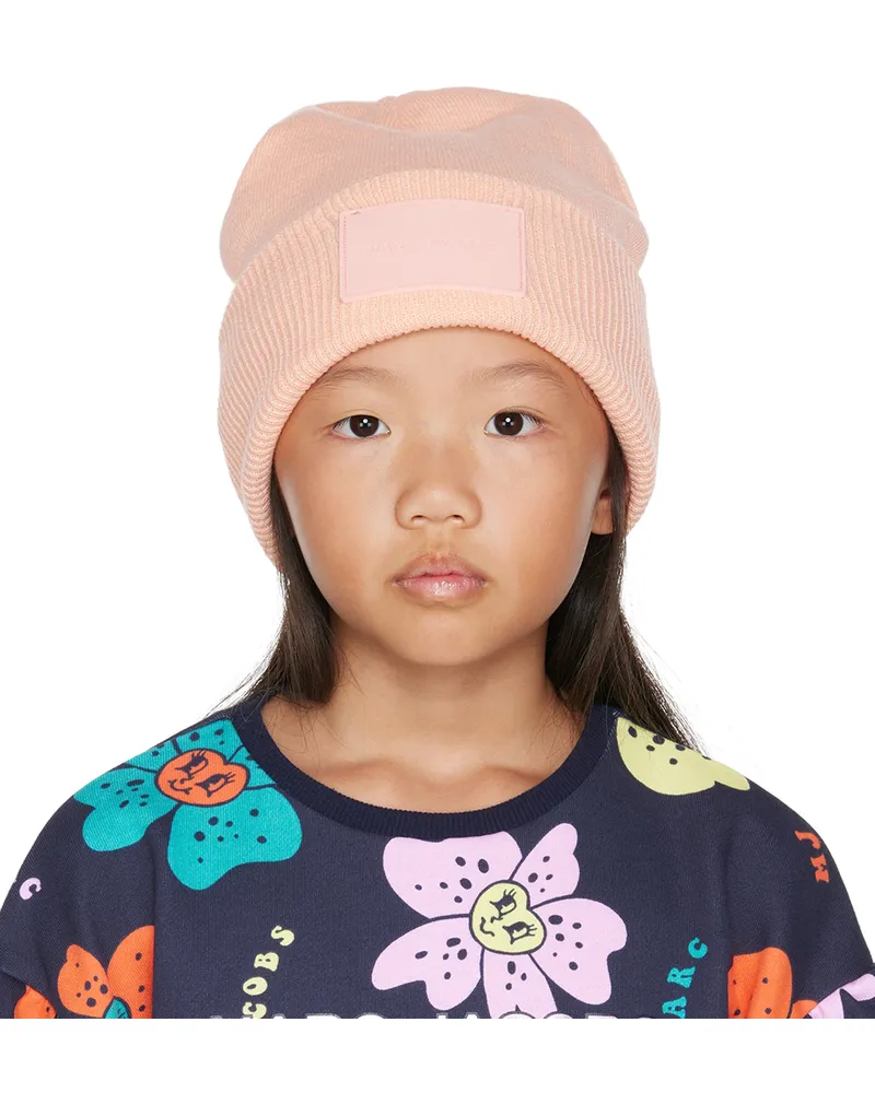Marc Jacobs Kids Pink Logo Patch Beanie 44k