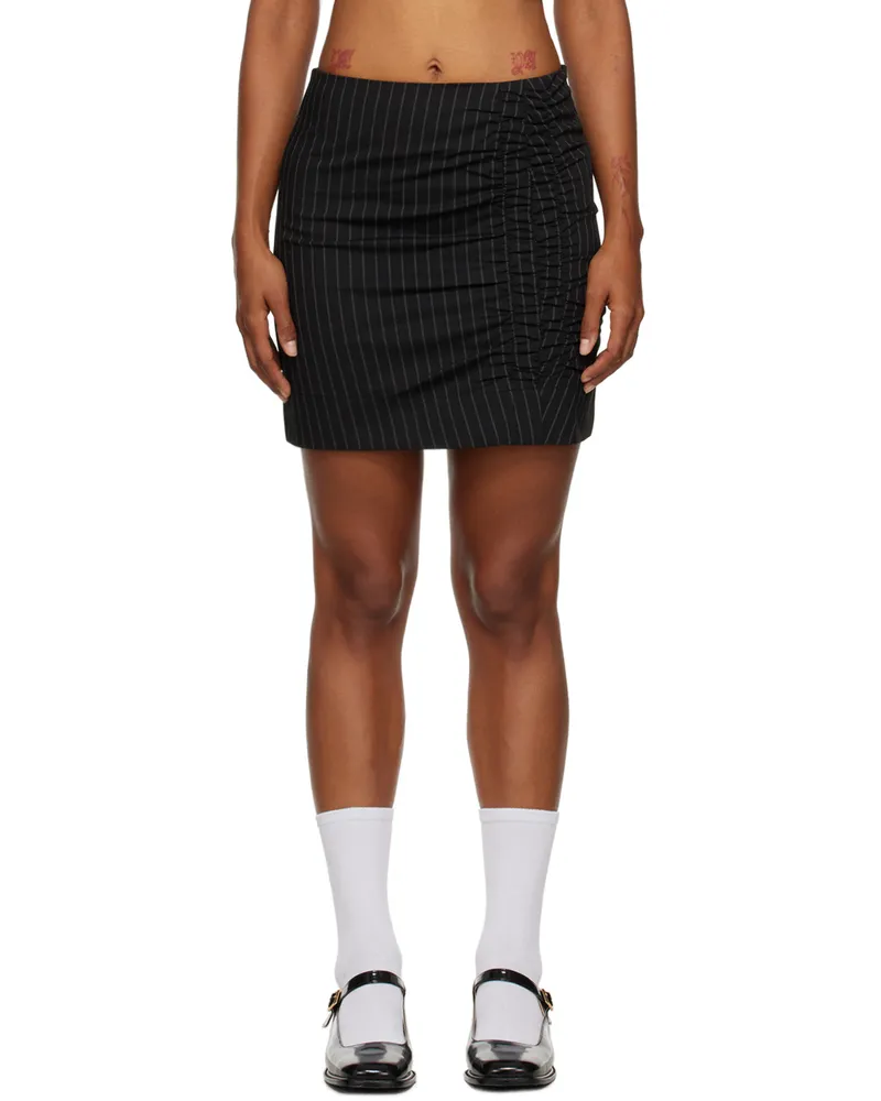Ganni Black Ruched Miniskirt 099