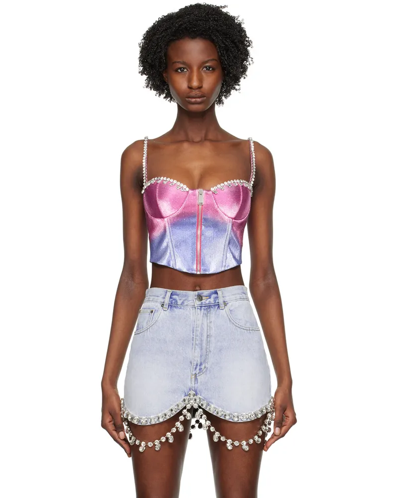 Area Pink & Blue Ombre Crystal Tank Top Pink