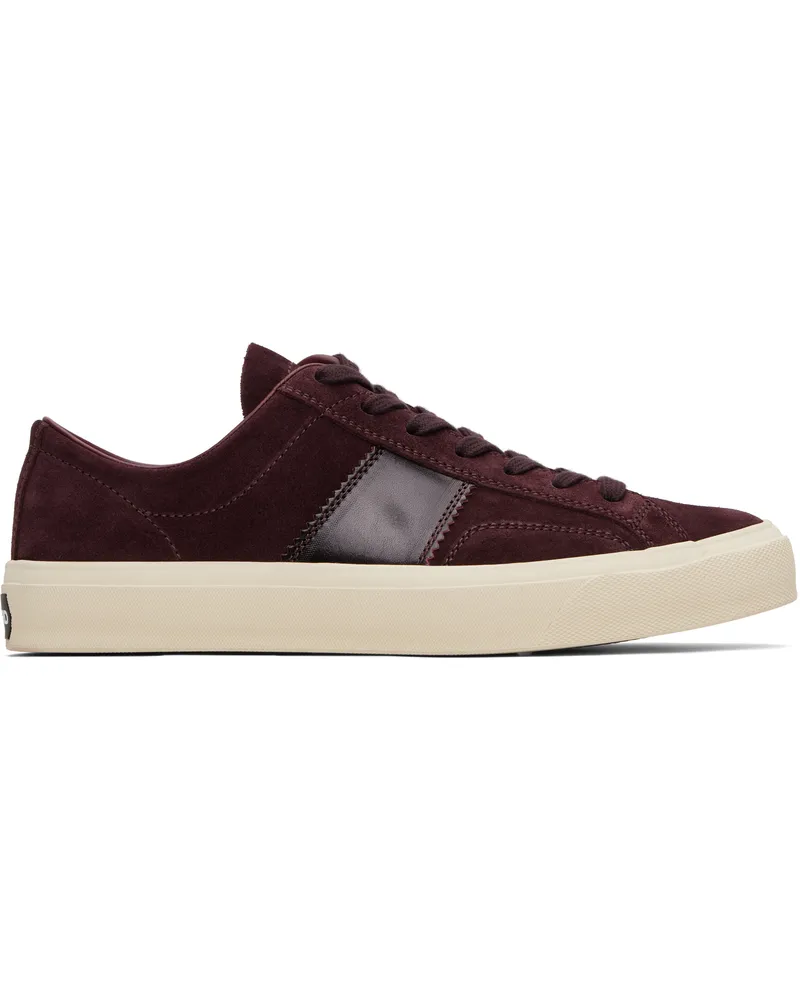 Tom Ford Burgundy Suede Cambridge Sneakers 3rw04wine