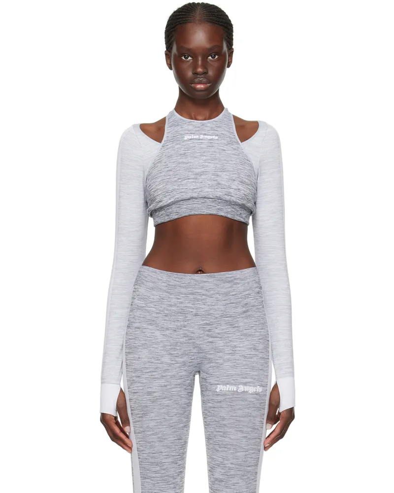 Palm Angels Gray Seamless Top Grey