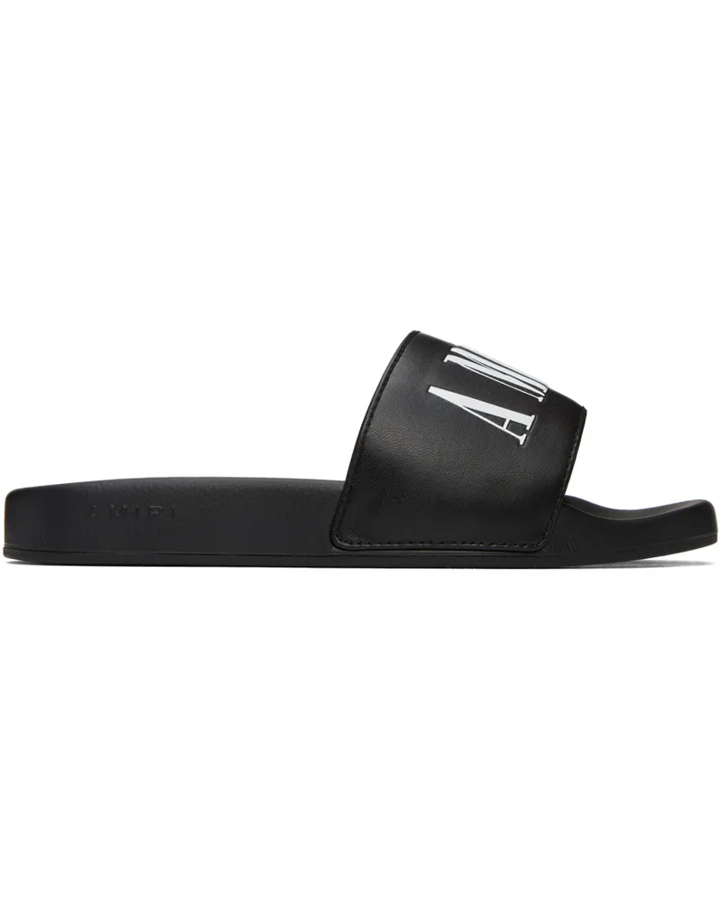 Amiri Kids Black Logo Pool Slides Black