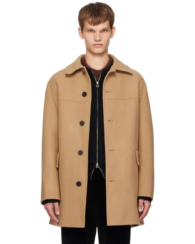 SOLID HOMME Beige Spread Collar Coat 108e