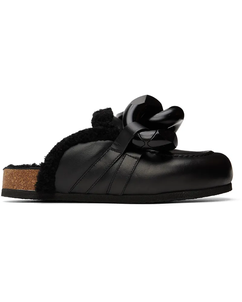 J.W.Anderson Black Shearling Chain Loafers 999