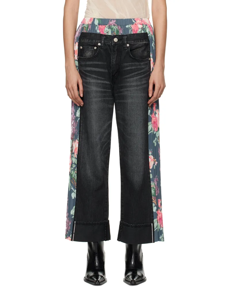 Junya Watanabe Black Levi's Edition Flower Pattern Print Jeans 1