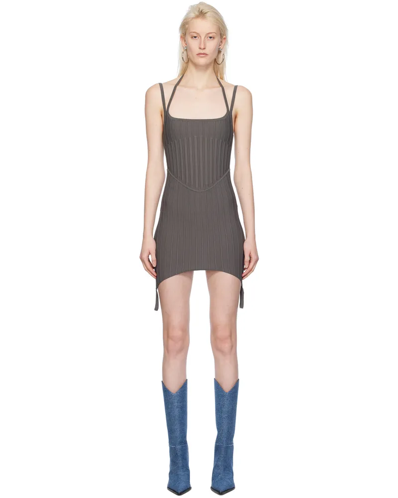 Dion Lee Khaki Ventral Compact Corset Minidress Mercury