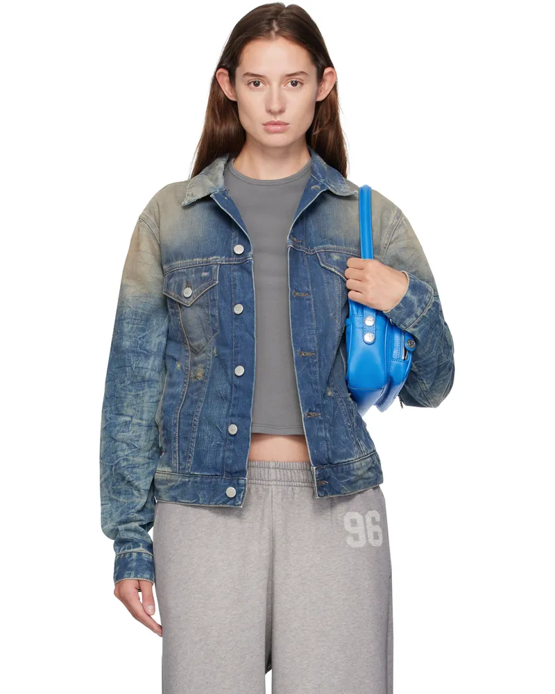 Acne Studios Blue Distressed Denim Jacket Auz