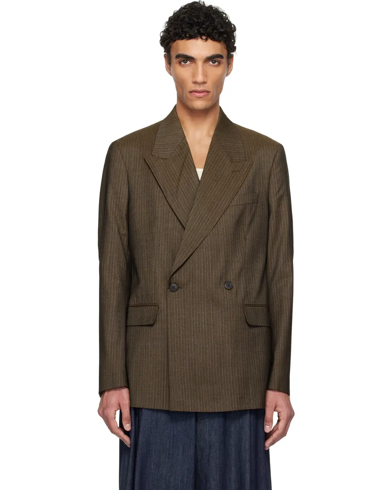 Mfpen Brown Double Breasted Blazer Nutmeg
