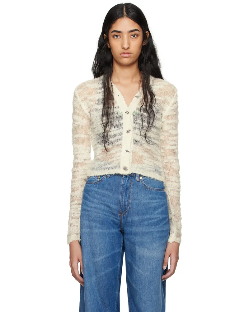 Ganni Off-White Alpaca Mohair Cardigan 135
