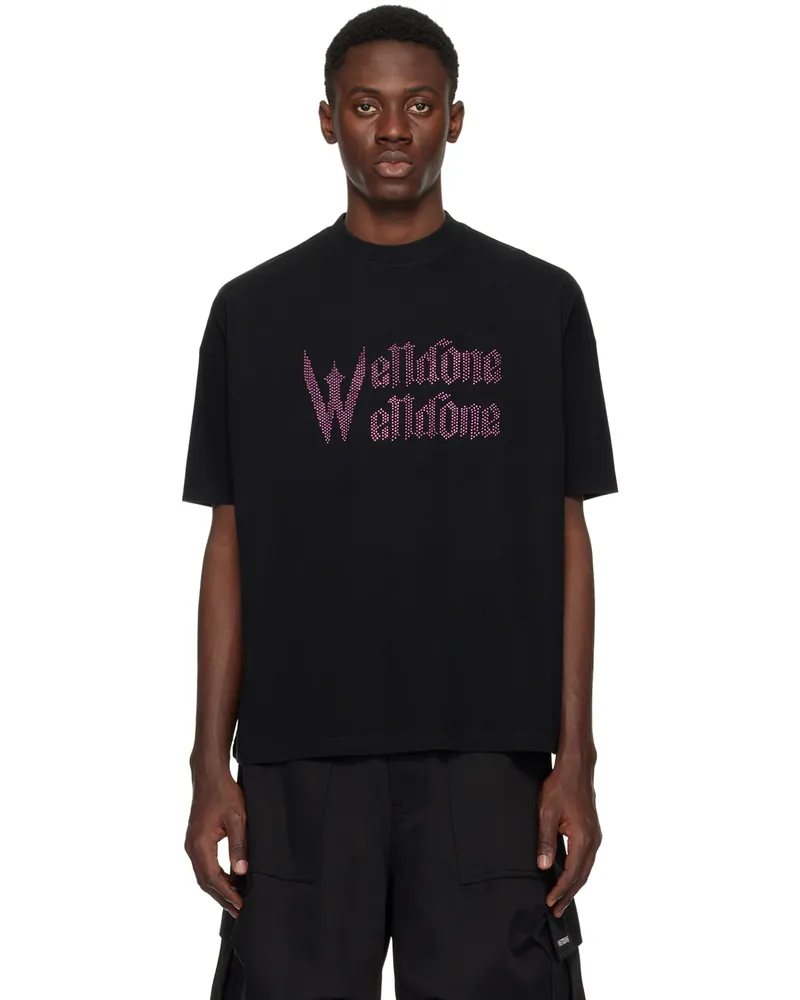 WE 11 DONE Black Crystal-Cut T-Shirt Black