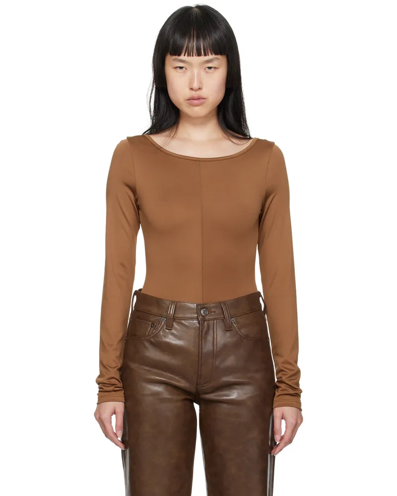 AGOLDE Brown Paulette Bodysuit Beeswax