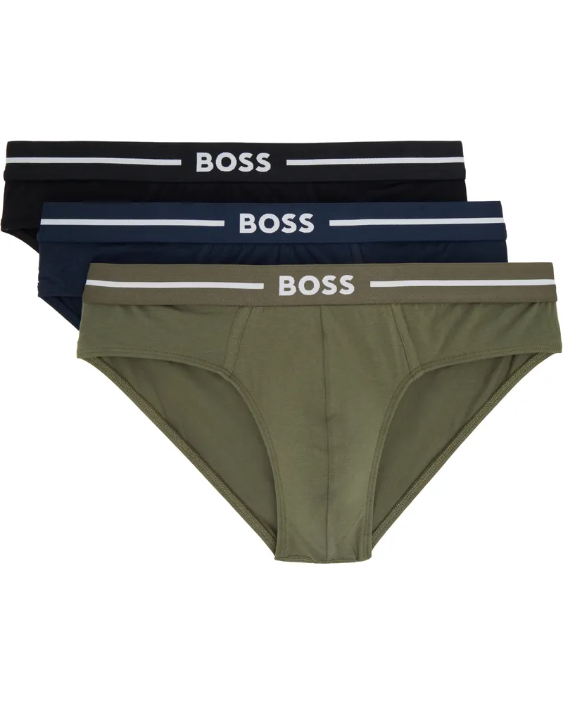 HUGO BOSS Three-Pack Multicolor Logo Briefs 966open