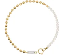 Gold Pearl Ball Chain Necklace