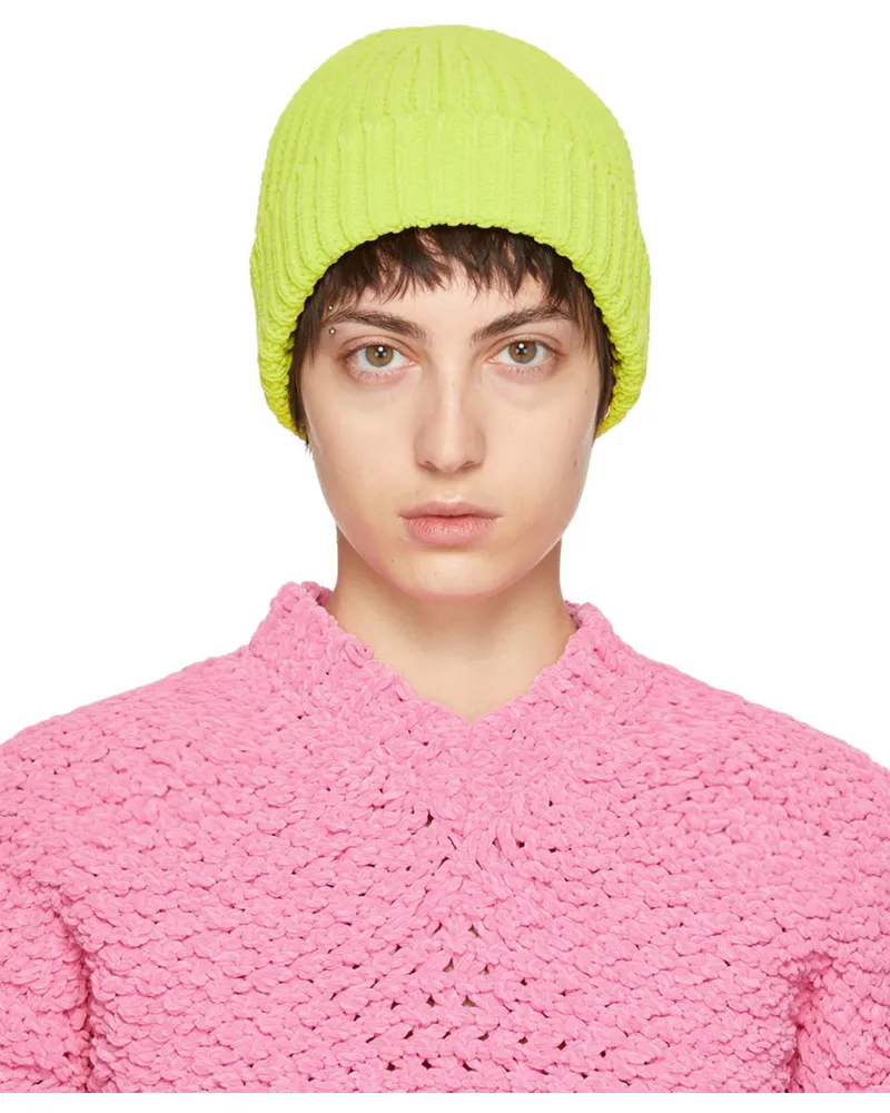 Bottega Veneta Yellow Chenille Beanie 7275