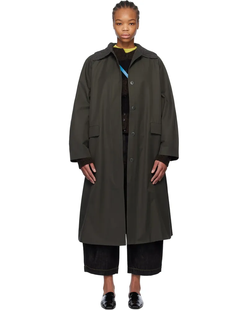 CORDERA Green Crochet Trench Coat Khaki