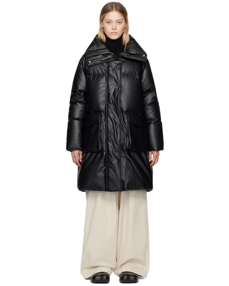 Maison Margiela Black Quilted Faux-Leather Down Coat 900