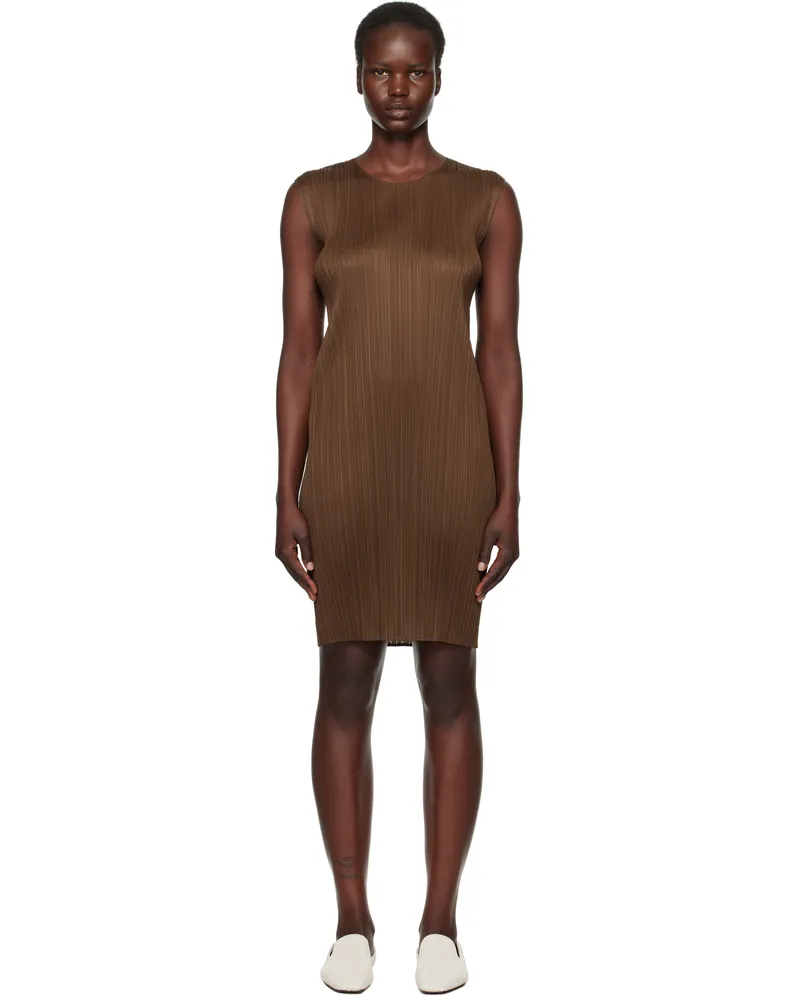 Issey Miyake Brown New Colorful Basics Midi Dress 44
