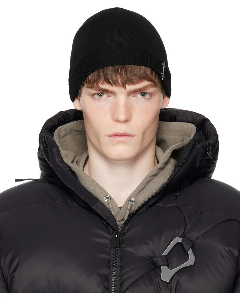 Heliot Emil Black Fresnel Beanie Wool