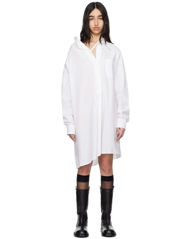 Ann Demeulemeester White Halina Dropped Shoulder Shirt Minidress 001