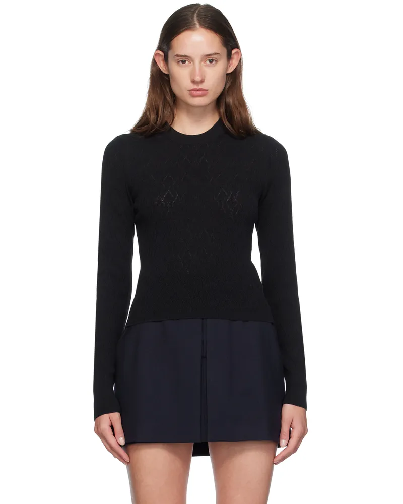AMI Paris Black Pointelle Sweater Black
