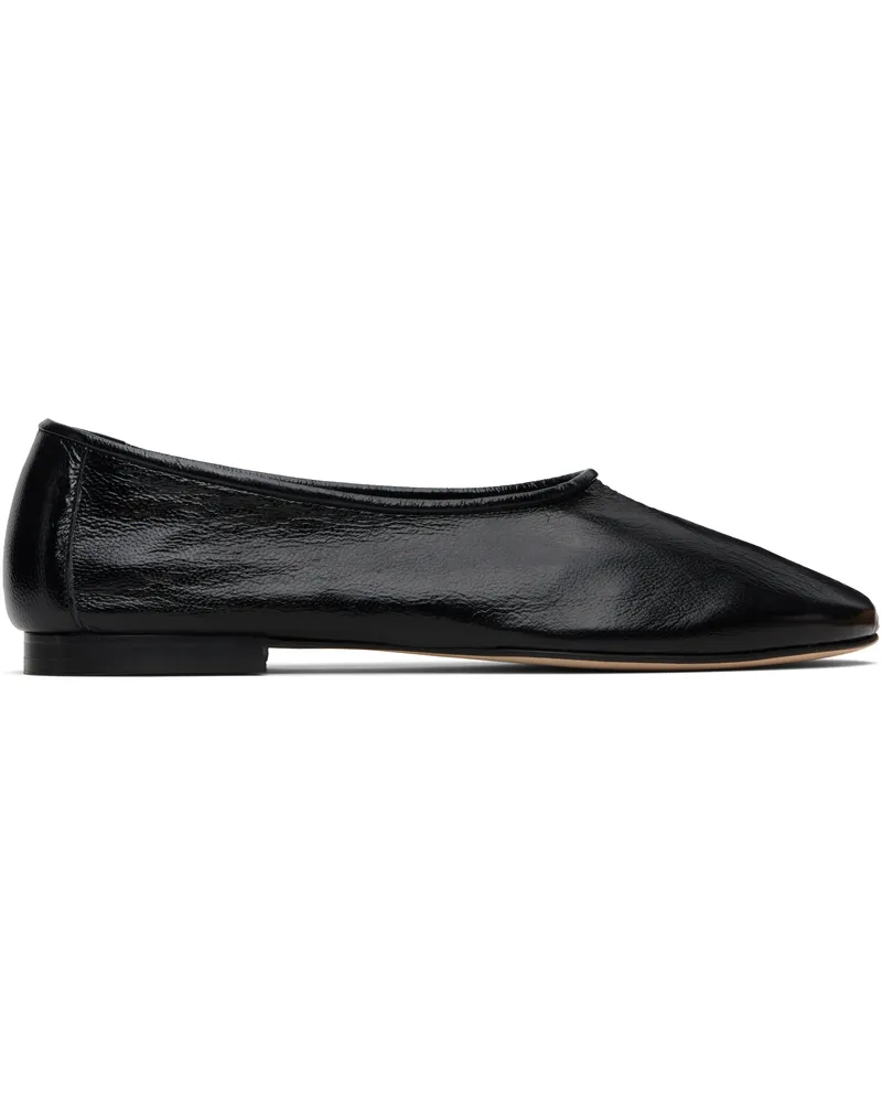 by FAR Black Prudence Creased Leather Ballet Flats Bk001