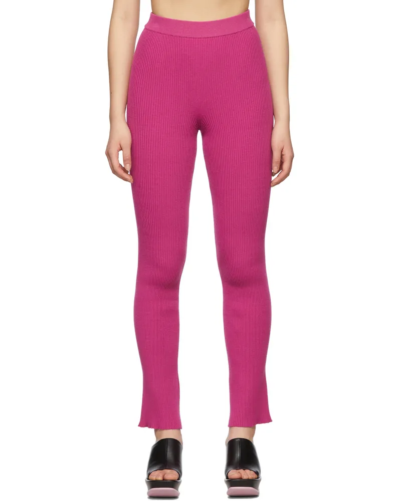 MSGM Pink Ribbed Straight Leg Pants 14