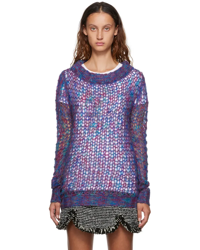 Anna Sui Multicolor Boatneck Sweater Orchid