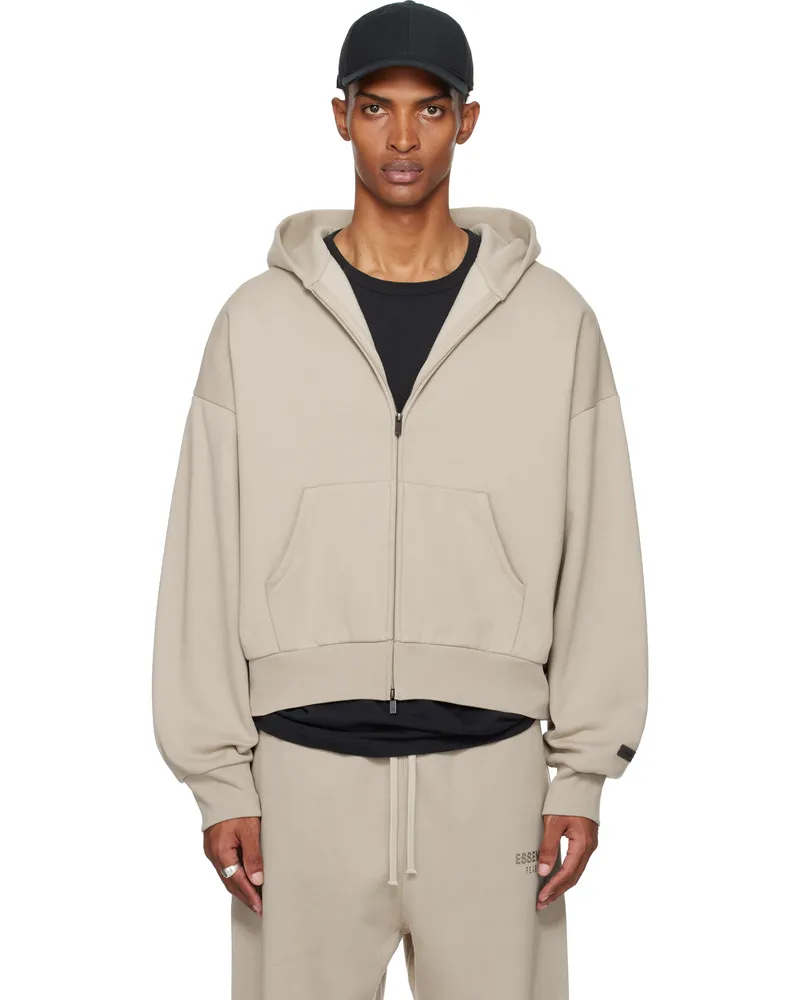 Fear of God Taupe Classic Fit Fleece Zip-Up Hoodie Timber