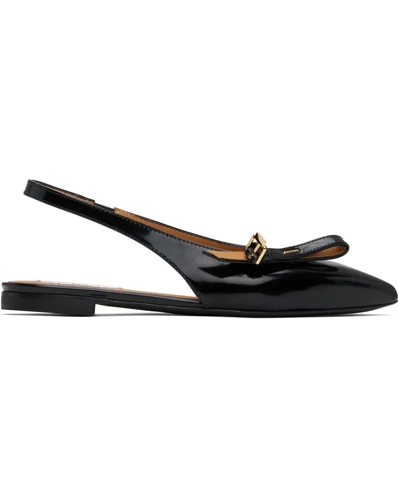Moschino Black Buckled Bow Ballerina Flats 000