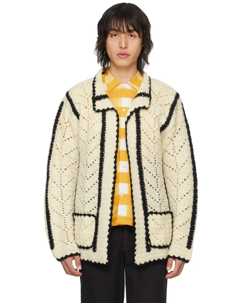 HARAGO Off-White Scalloped Cardigan Off