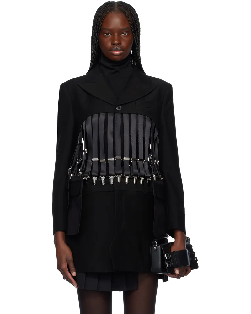 Noir Kei Ninomiya Black Wool Mohair Doeskin Blazer Black