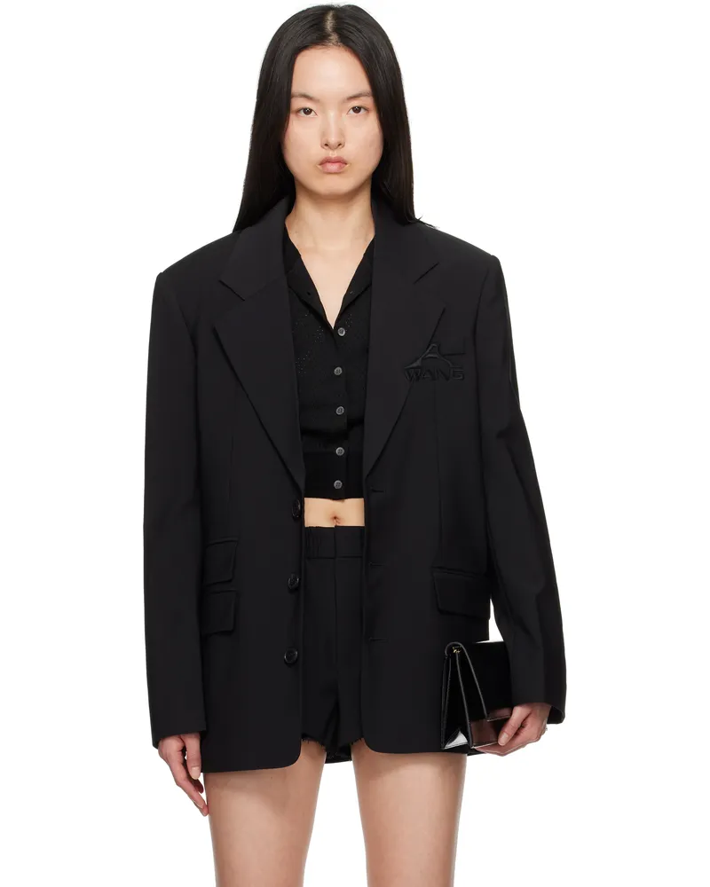 Alexander Wang Black Oversized Logo-Embroidered Blazer Black