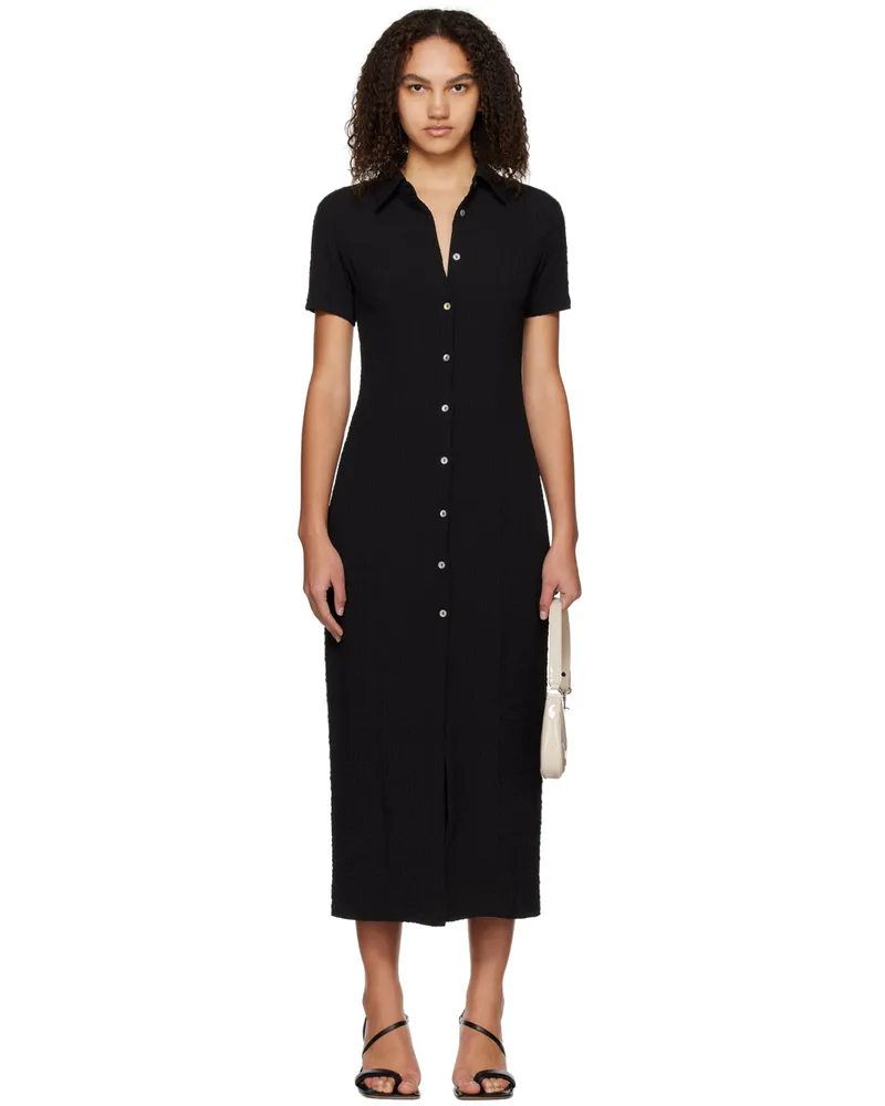 THIRD FORM Black Button Midi Dress Black