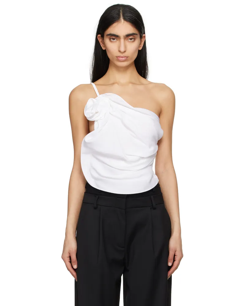 Magda Butrym White One Shoulder Draped Top White