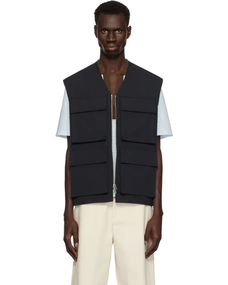 Jil Sander Black Bellows Pocket Vest 001