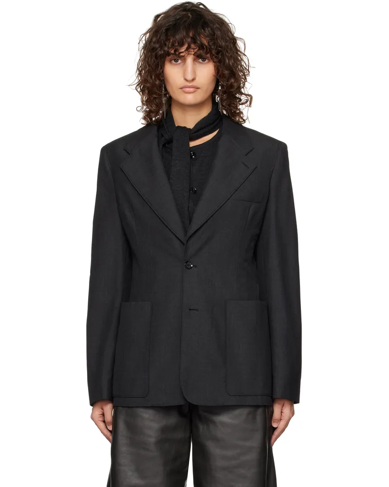Christophe Lemaire Gray Single-Breasted Fitted Tailored Blazer Bk997