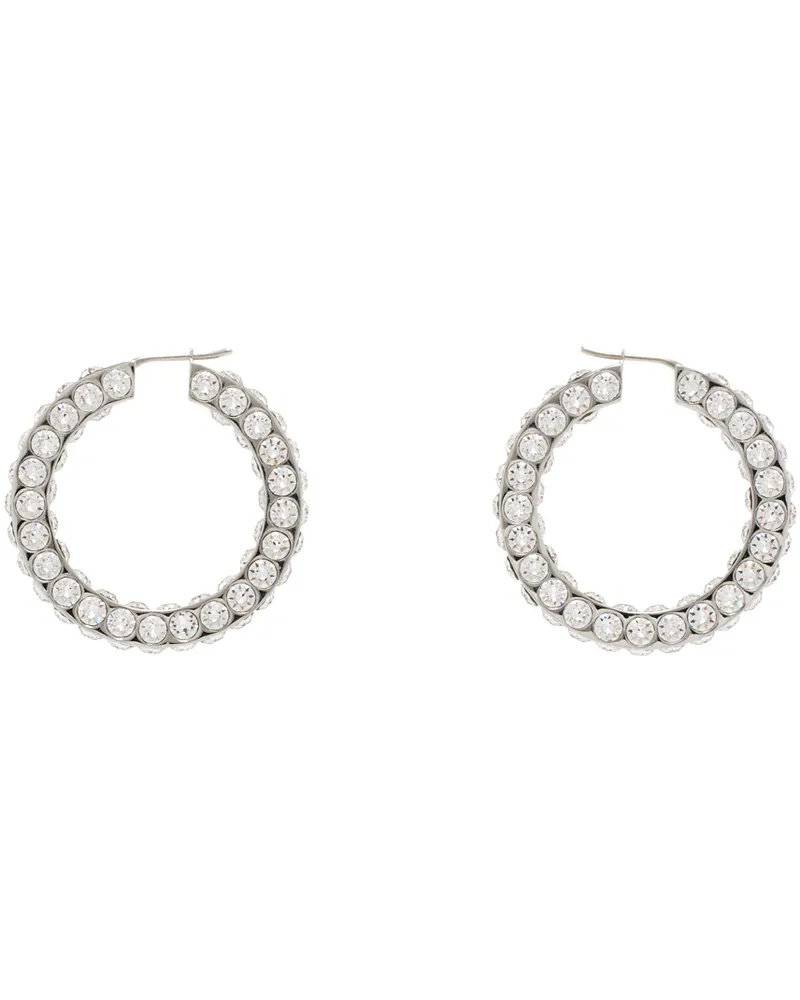 Amina Muaddi Silver Jah Big Hoop Earrings White
