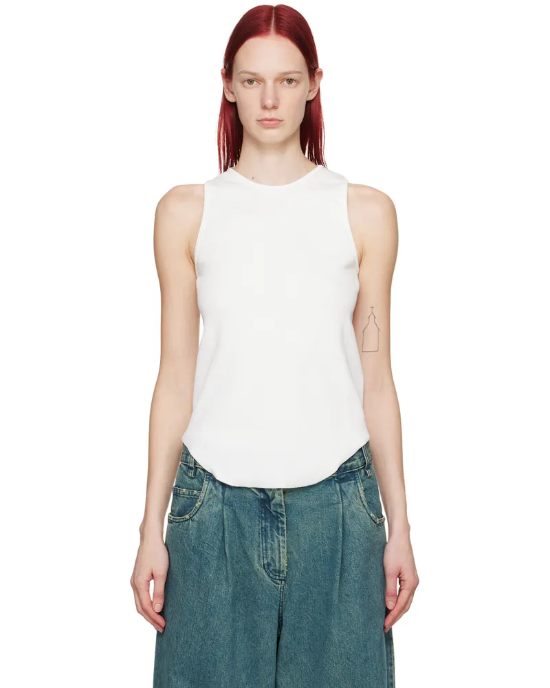 Song For The Mute White Raw Edge Tank Top White