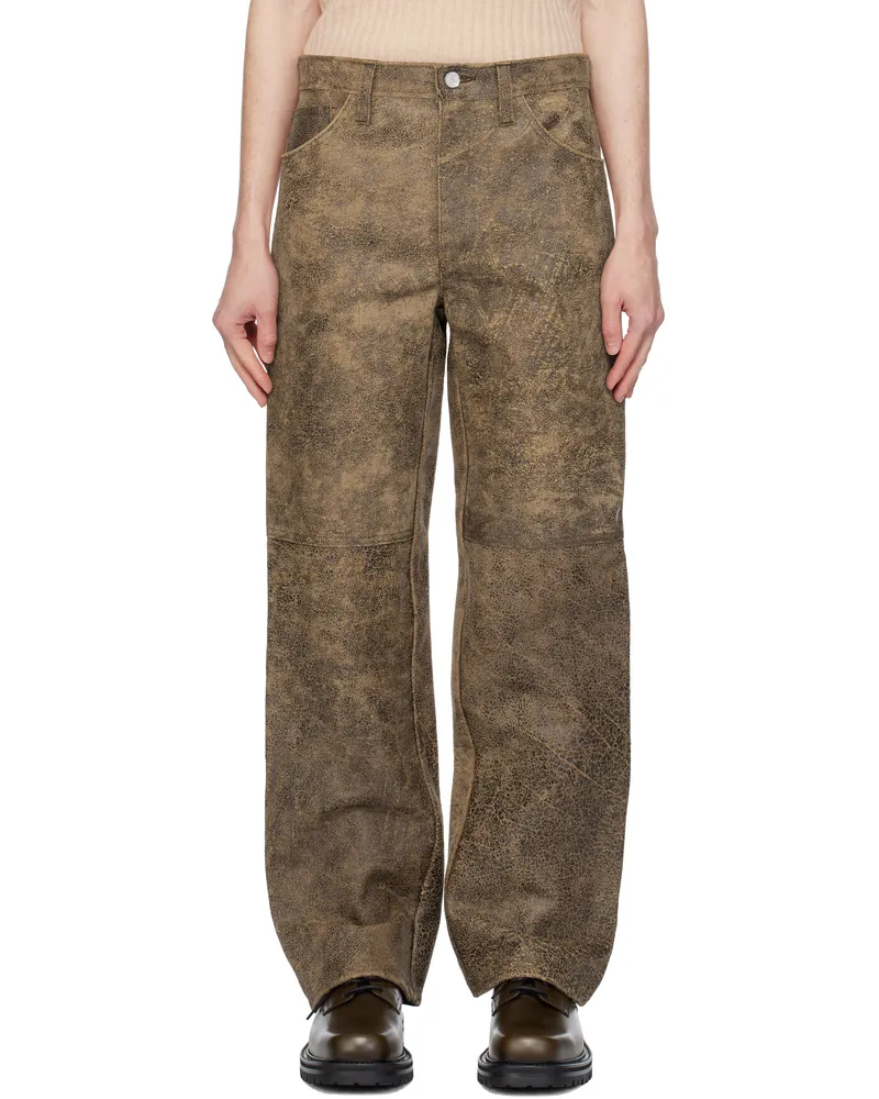 Séfr Brown Eito Leather Pants Aged