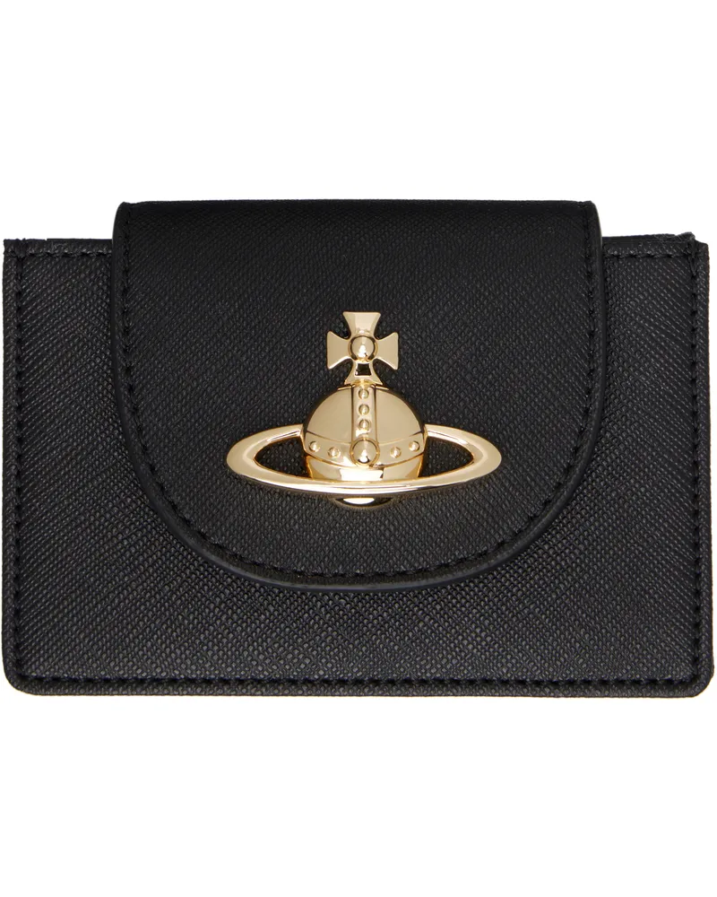 Vivienne Westwood Black Flap Card Holder Ss25-n402