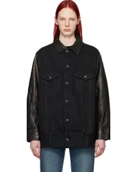 KHAITE Black 'The Grizzo' Denim & Leather Jacket Prescott