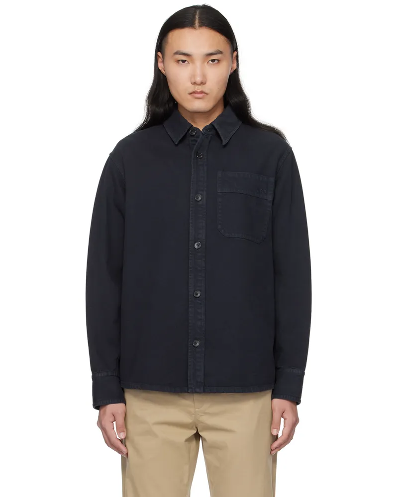 A.P.C. Navy Basile Brodée Poitrine Overshirt Iak