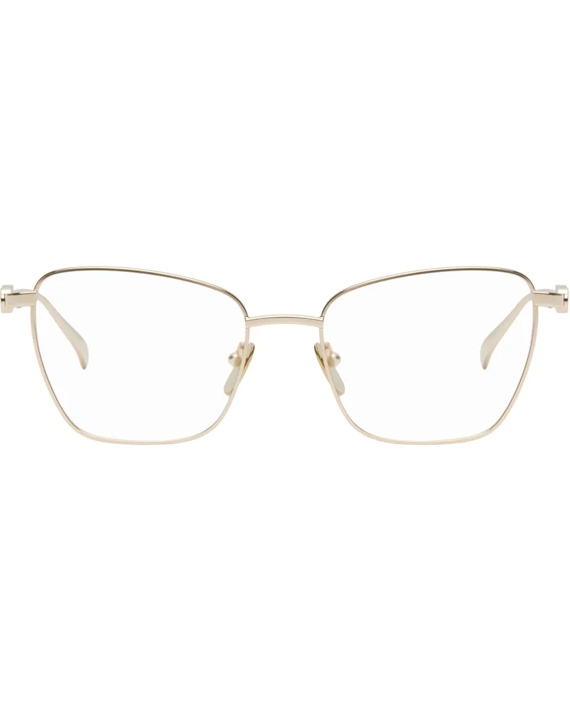 Gucci Gold Gucci Block Text Butterfly Glasses 003
