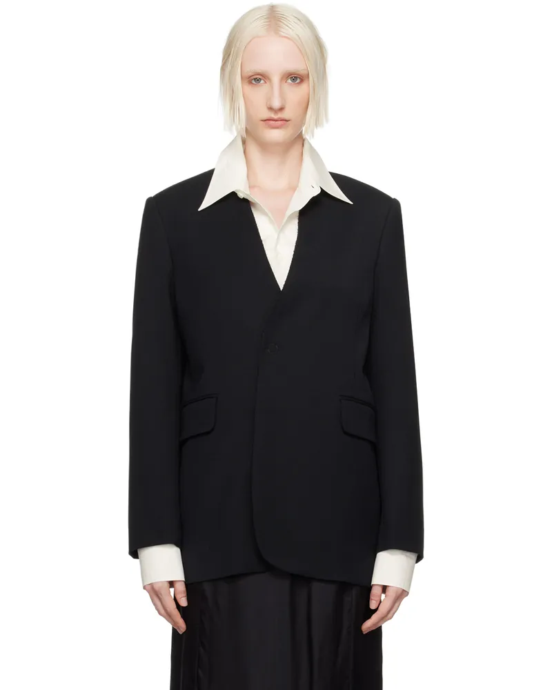 Maison Margiela Black Collarless Padded Blazer 900