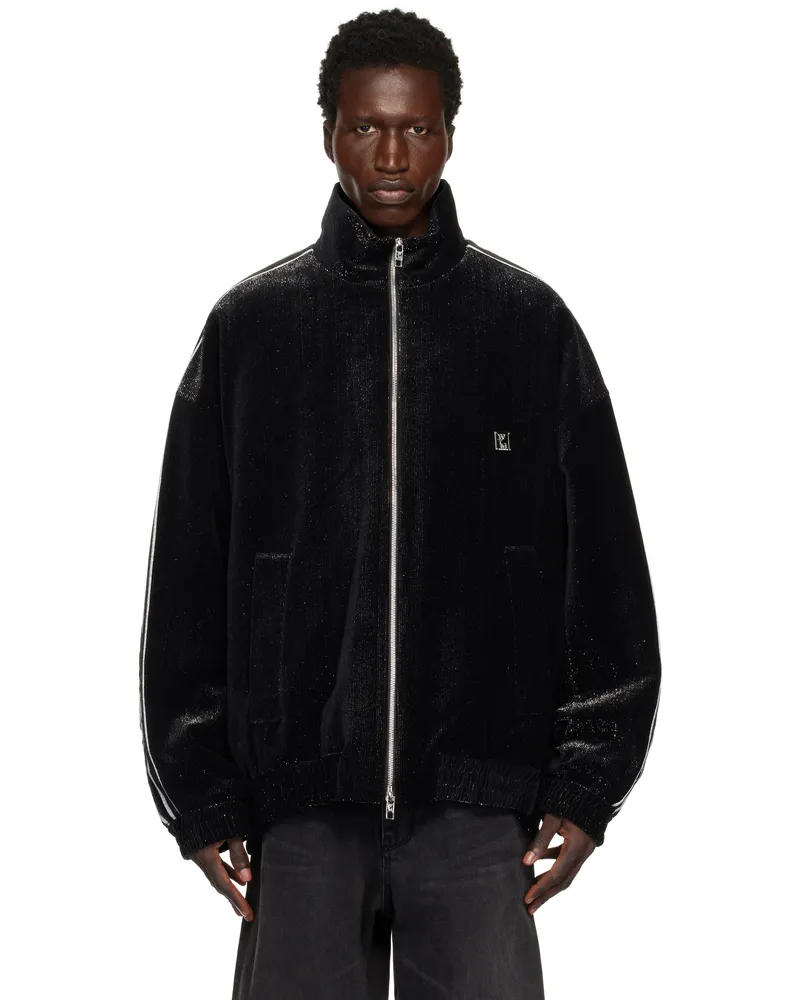 Wooyoungmi Black Glitter Tracksuit Jacket 944b