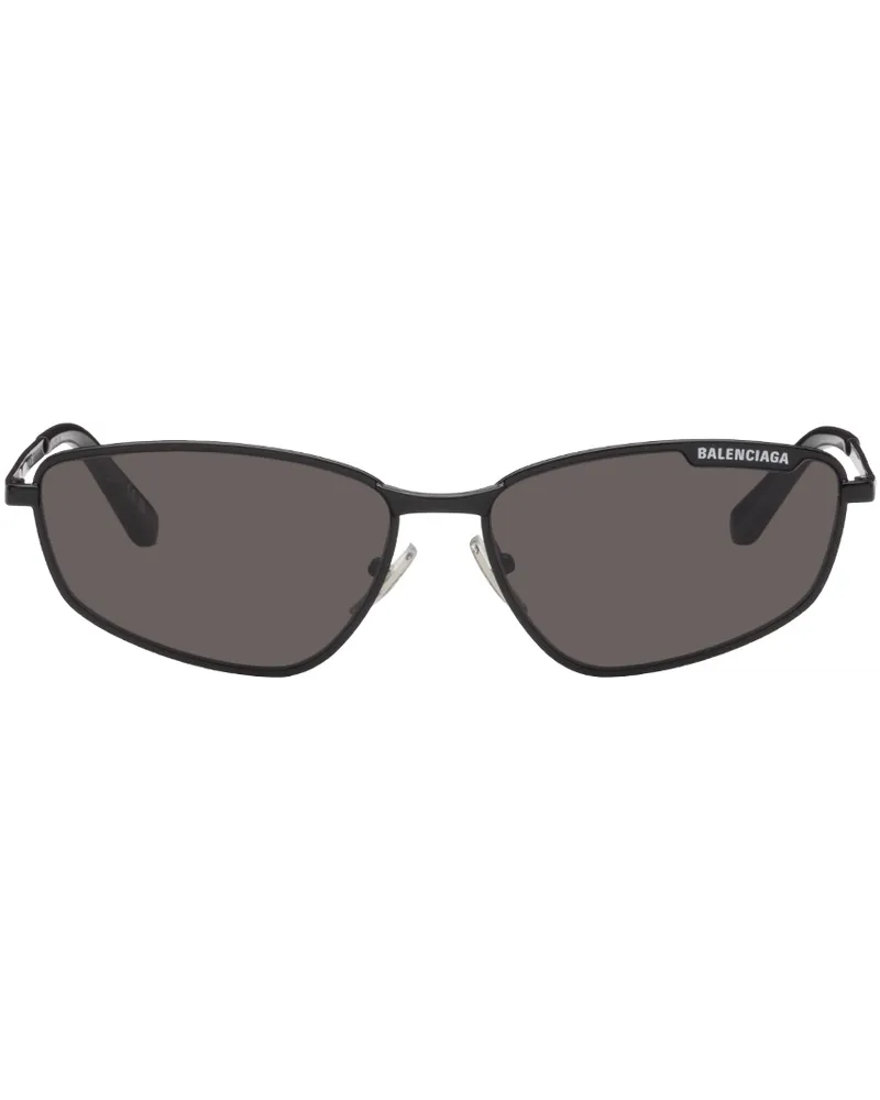 Balenciaga Black Rectangular Sunglasses Black-black-grey