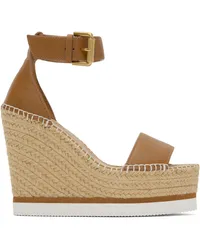 See by Chloé Tan Glyn Espadrille Platform Sandals 533-tan